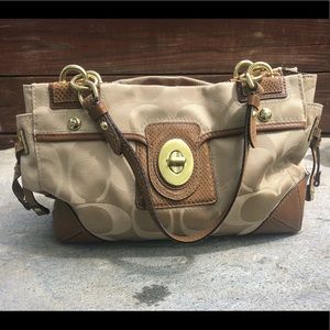 Coach Signature Brown/Peyton Sateen Handbag